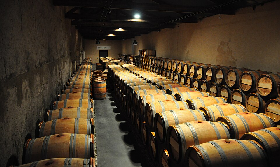 The barrel cellar at Château Kirwan, Margaux