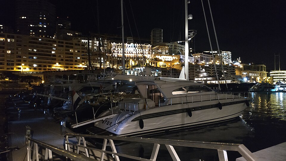 Superyachts moored in Port Hercule, Monaco