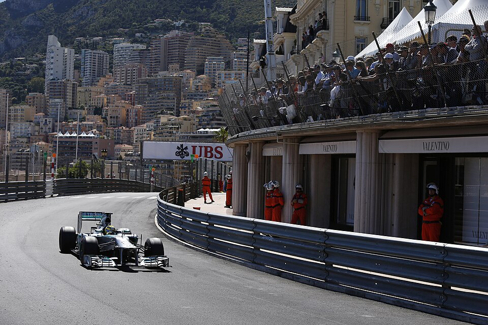 Cars racing through Monaco